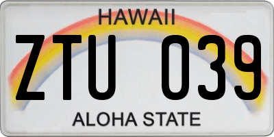 HI license plate ZTU039