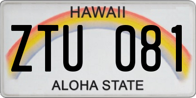 HI license plate ZTU081