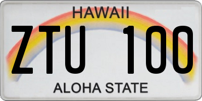HI license plate ZTU100