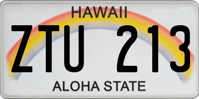 HI license plate ZTU213