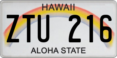 HI license plate ZTU216