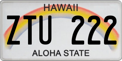 HI license plate ZTU222