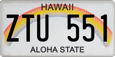 HI license plate ZTU551