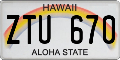 HI license plate ZTU670