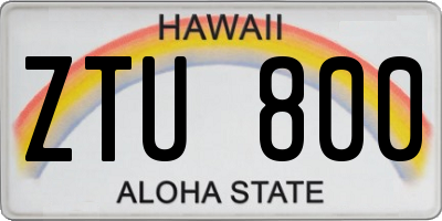 HI license plate ZTU800