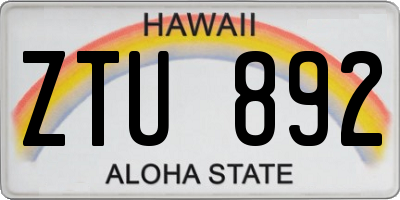 HI license plate ZTU892