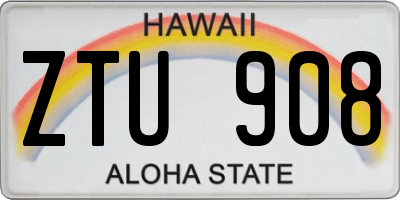 HI license plate ZTU908