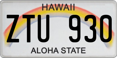 HI license plate ZTU930