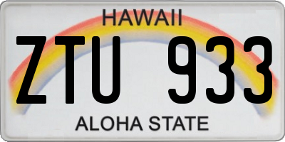 HI license plate ZTU933