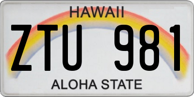 HI license plate ZTU981