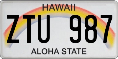 HI license plate ZTU987