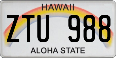 HI license plate ZTU988