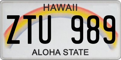 HI license plate ZTU989