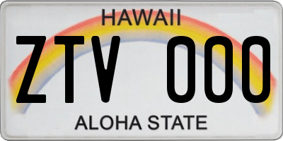 HI license plate ZTV000