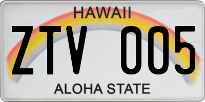 HI license plate ZTV005