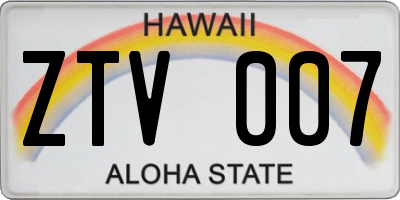 HI license plate ZTV007