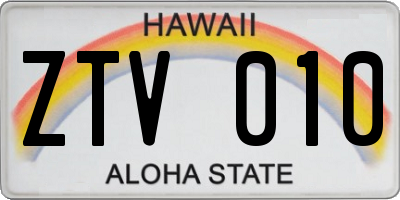 HI license plate ZTV010