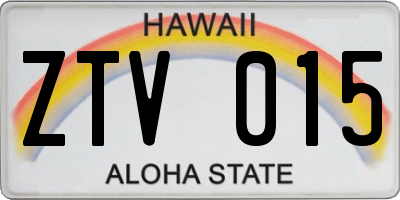HI license plate ZTV015