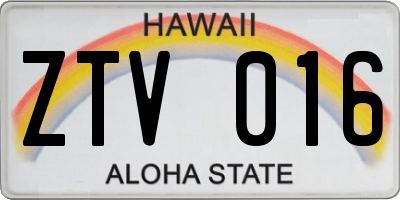 HI license plate ZTV016