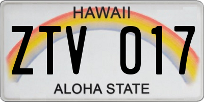 HI license plate ZTV017