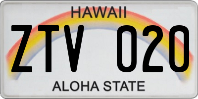 HI license plate ZTV020