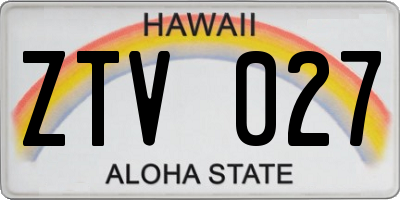 HI license plate ZTV027