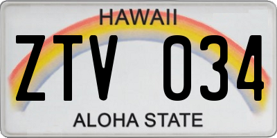 HI license plate ZTV034