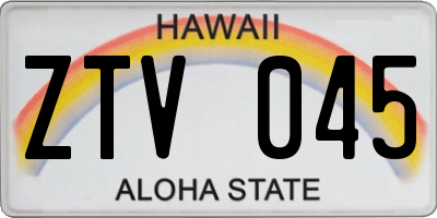 HI license plate ZTV045