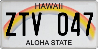 HI license plate ZTV047