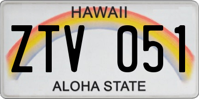 HI license plate ZTV051