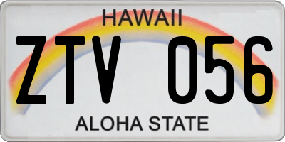HI license plate ZTV056