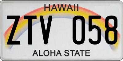 HI license plate ZTV058