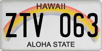HI license plate ZTV063