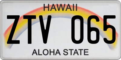 HI license plate ZTV065