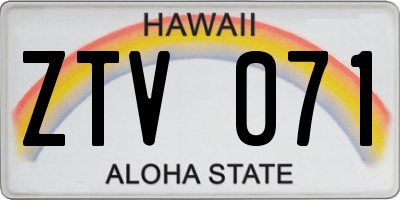 HI license plate ZTV071