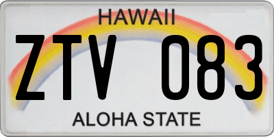 HI license plate ZTV083