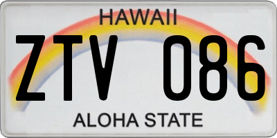 HI license plate ZTV086