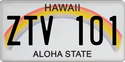 HI license plate ZTV101