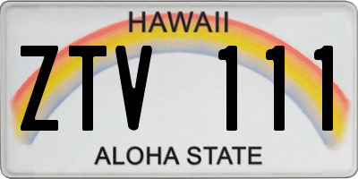 HI license plate ZTV111