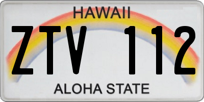 HI license plate ZTV112