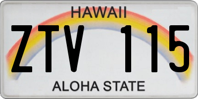 HI license plate ZTV115