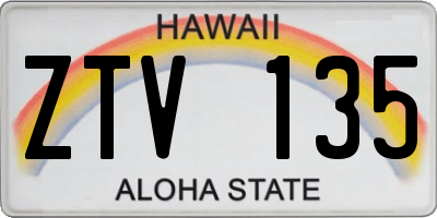 HI license plate ZTV135