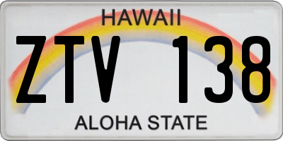 HI license plate ZTV138