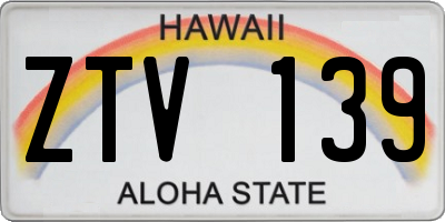 HI license plate ZTV139
