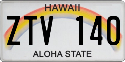 HI license plate ZTV140