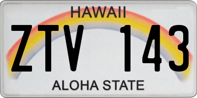 HI license plate ZTV143