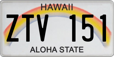HI license plate ZTV151