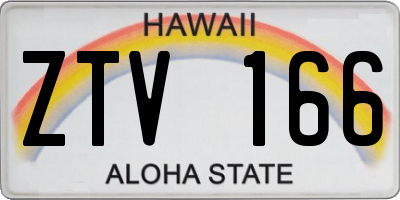 HI license plate ZTV166