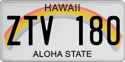 HI license plate ZTV180
