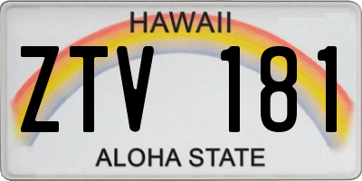 HI license plate ZTV181